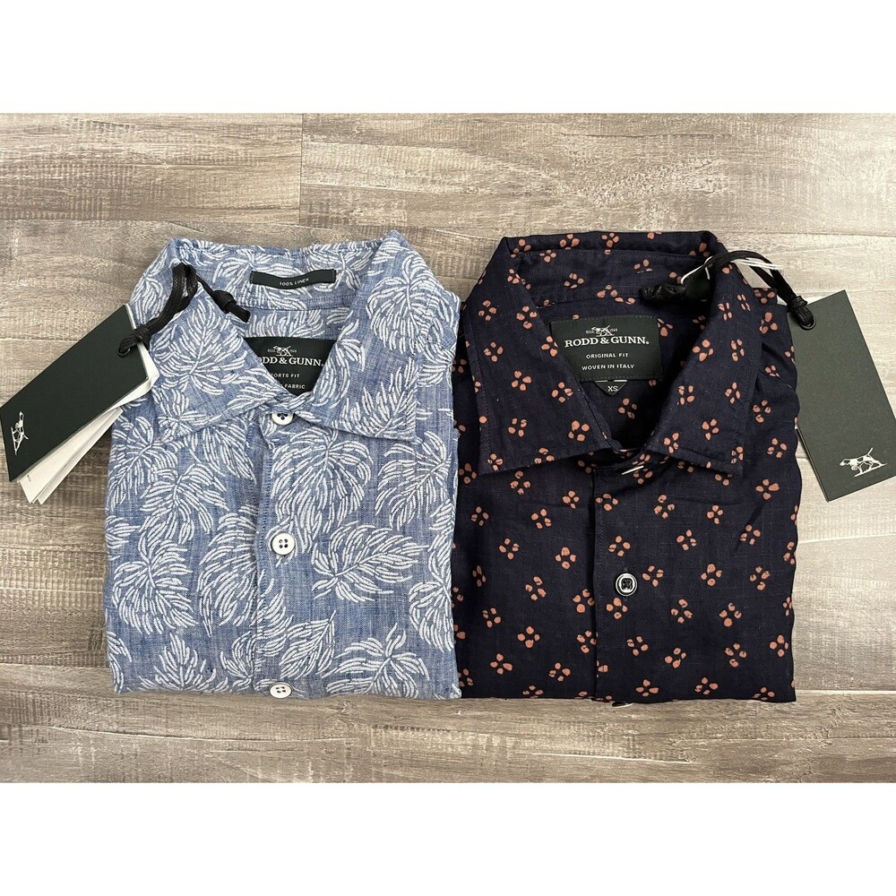 NEW Lot of 2 Rodd & Gunn Linen Cotton Short Sleeve Button Size XS Sports Fit